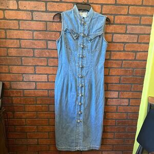 Vintage Arizona Jean Co Denim Dress Loop Front Size 9 90s All Denim